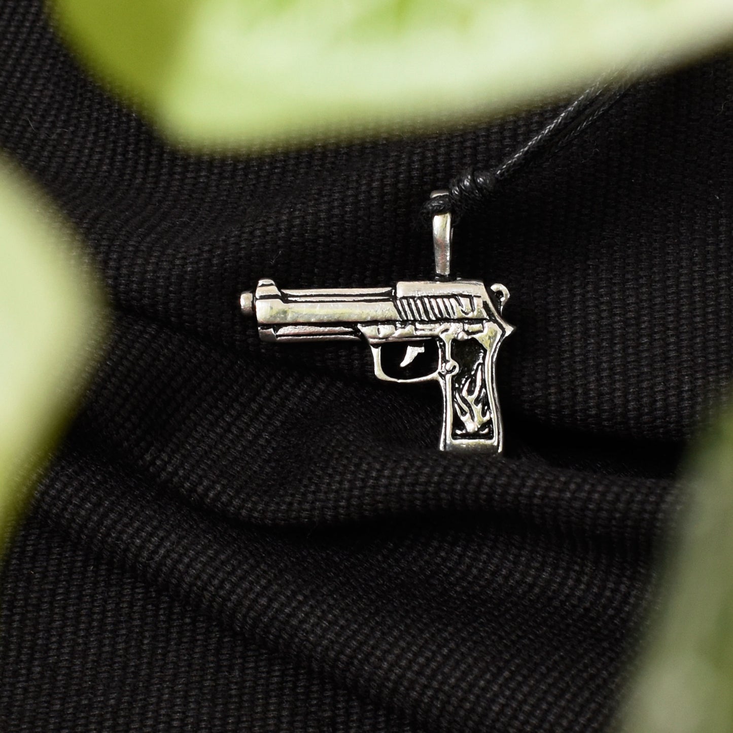 Machine Gun Silver Pewter Charm Necklace Pendant Jewelry
