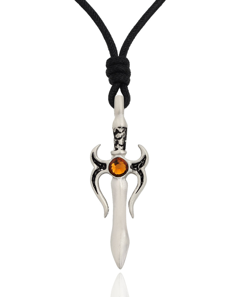 Colorful Sword Silver Pewter Charm Necklace Pendant Jewelry