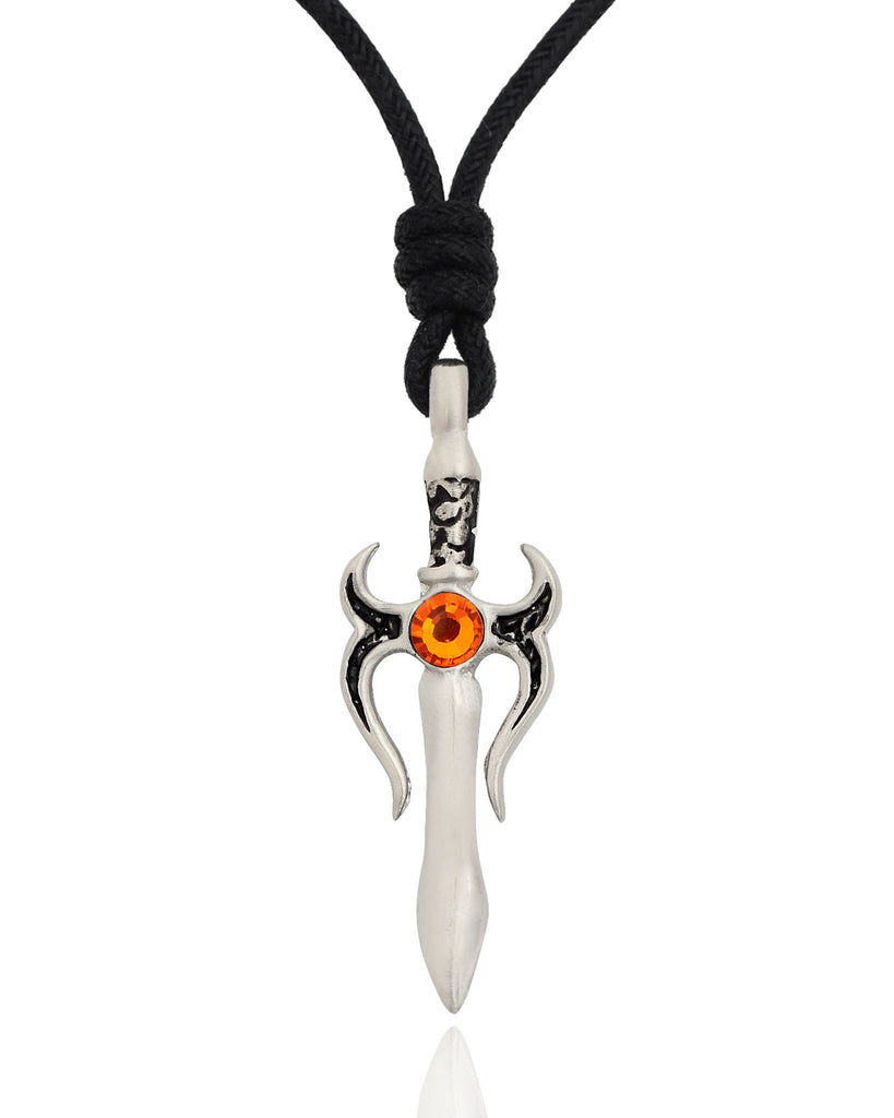 Colorful Sword Silver Pewter Charm Necklace Pendant Jewelry