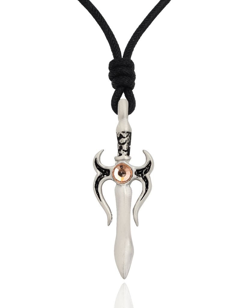 Colorful Sword Silver Pewter Charm Necklace Pendant Jewelry