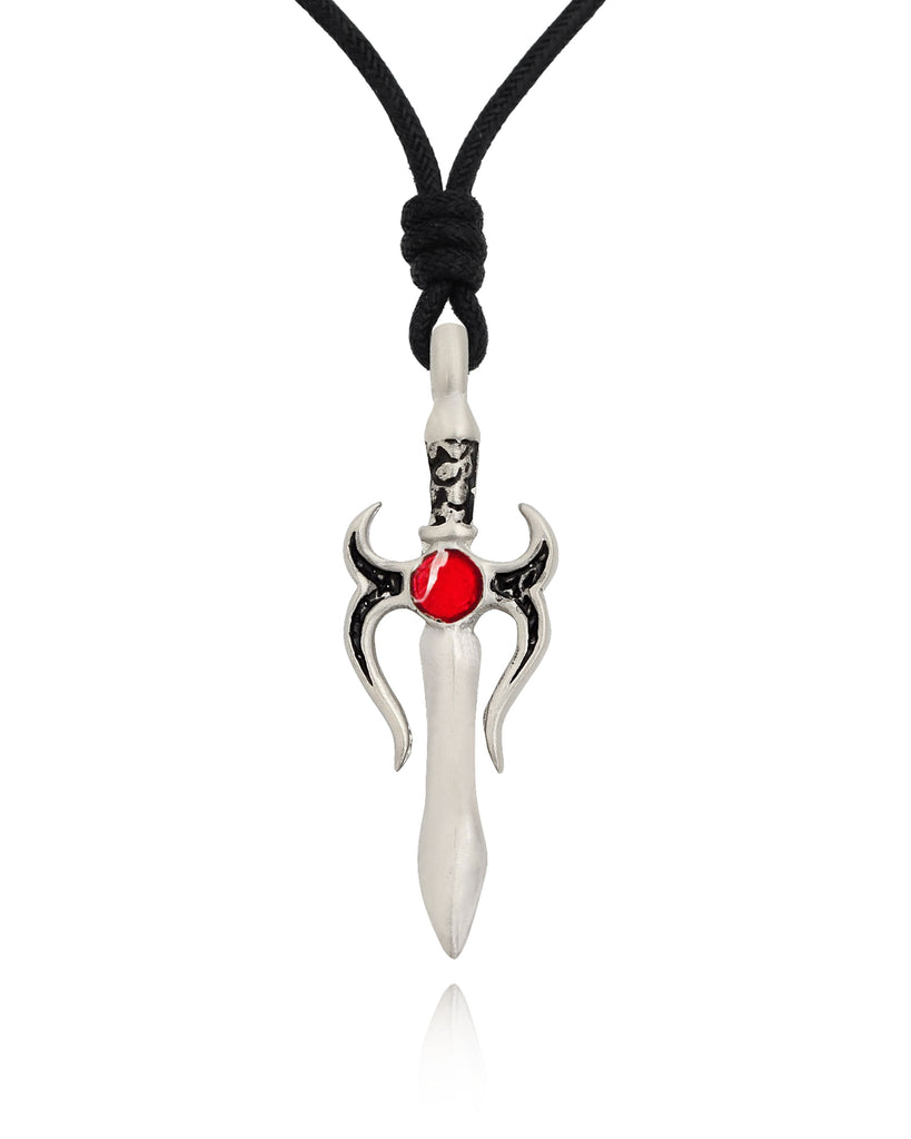 Colorful Sword Silver Pewter Charm Necklace Pendant Jewelry