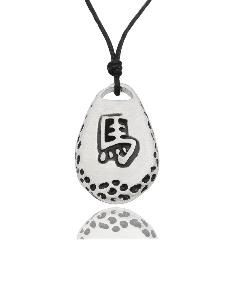 Chinese Zodiac Text Silver Pewter Charm Necklace Pendant Jewelry