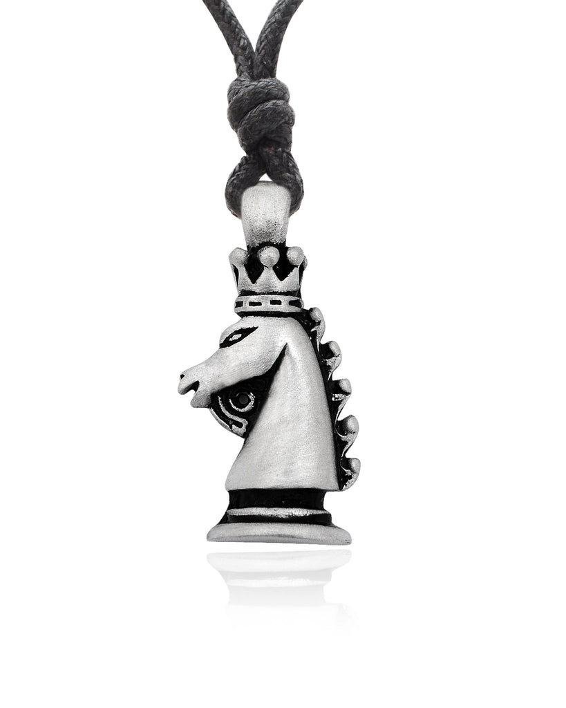 Knight Horse Chess Silver Pewter Necklace Pendant Jewelry