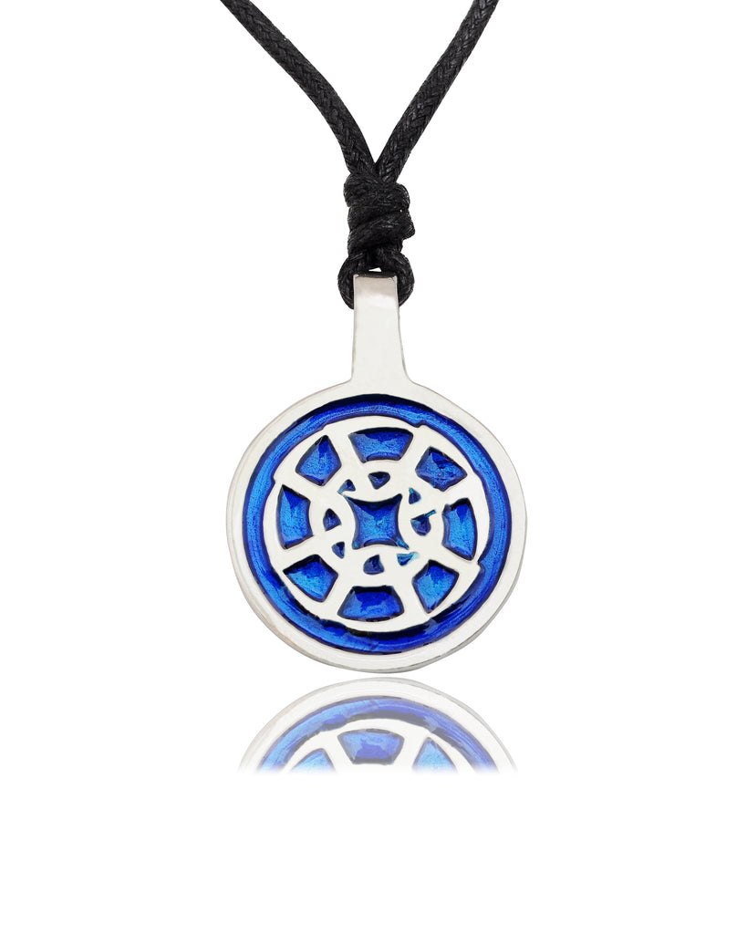 Buddhist Wheel of Life Silver Pewter Charm Necklace Pendant Jewelry