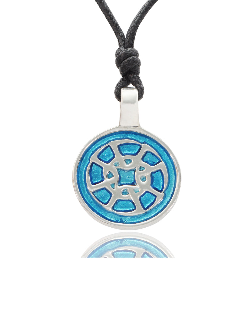 Buddhist Wheel of Life Silver Pewter Charm Necklace Pendant Jewelry