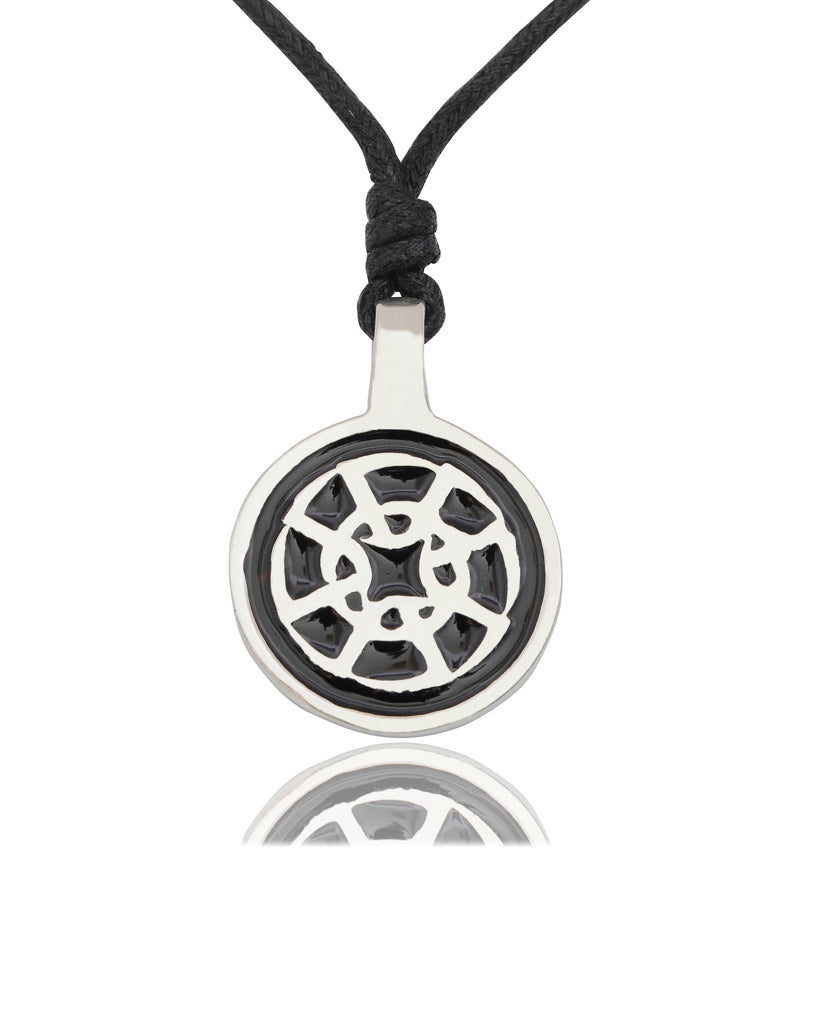 Buddhist Wheel of Life Silver Pewter Charm Necklace Pendant Jewelry