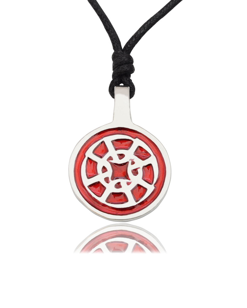 Buddhist Wheel of Life Silver Pewter Charm Necklace Pendant Jewelry