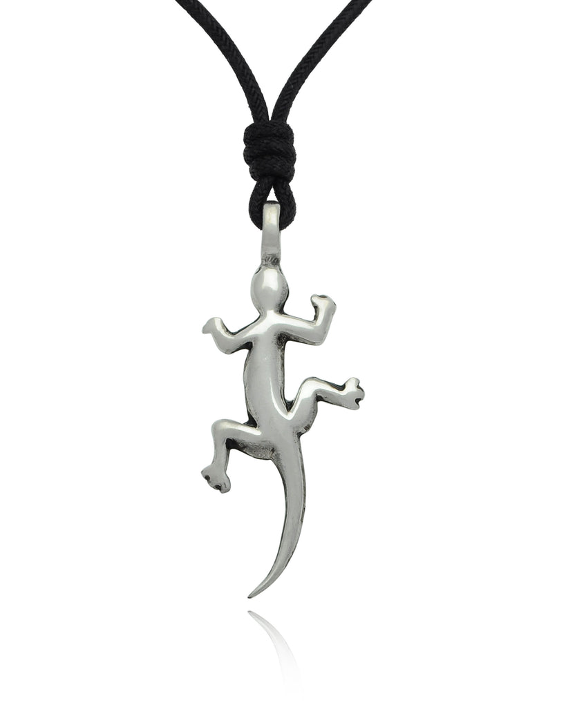 Eye-Catching Lizard Silver Pewter Charm Necklace Pendant Jewelry