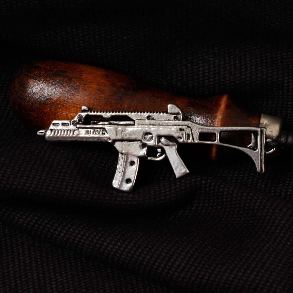 Machine Gun Silver Pewter Necklace Pendant Jewelry