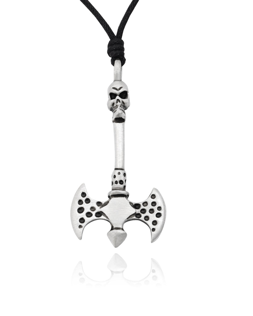 New Battle Axe Silver Pewter Charm Necklace Pendant Jewelry