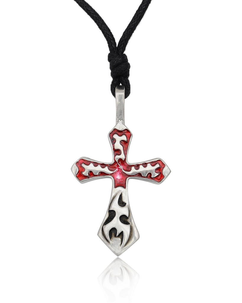 Color Cross Silver Pewter Charm Necklace Pendant Jewelry
