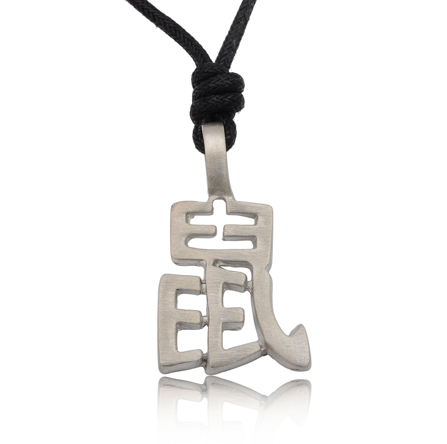 Zodiac Chinese Text Silver Pewter Charm Necklace Pendant Jewelry