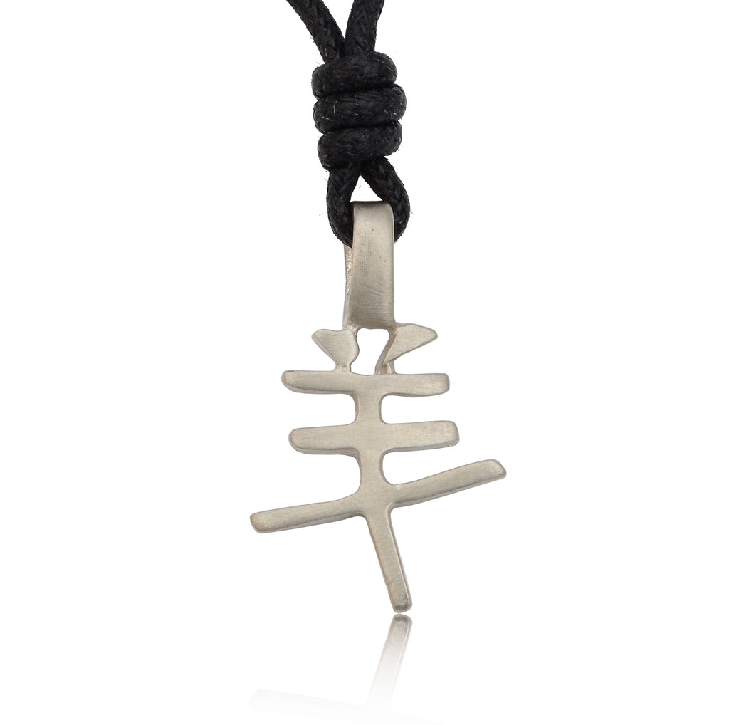 Zodiac Chinese Text Silver Pewter Charm Necklace Pendant Jewelry