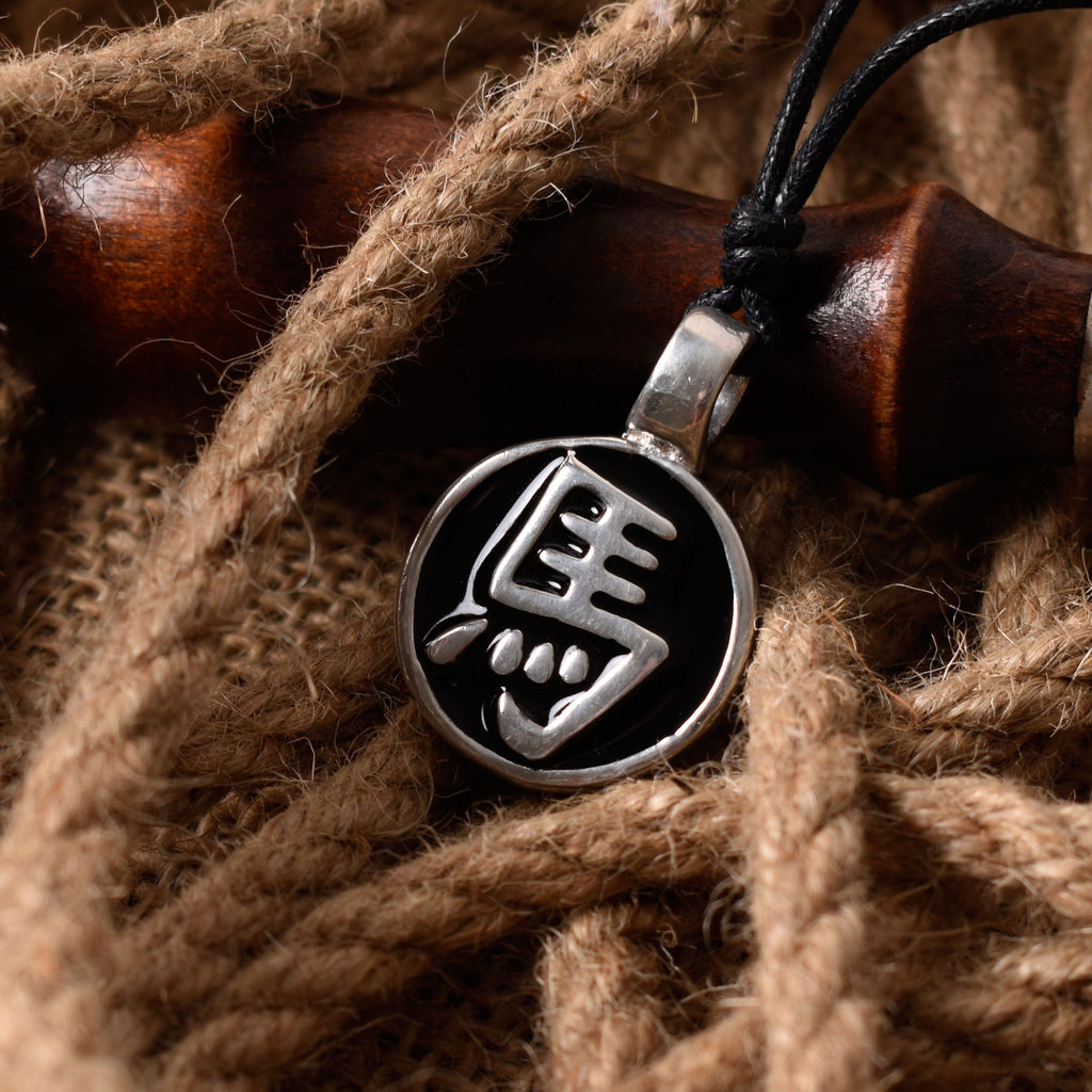 Year of the Horse Chinese Zodiac Sign Silver Pewter Necklace Pendant Jewelry