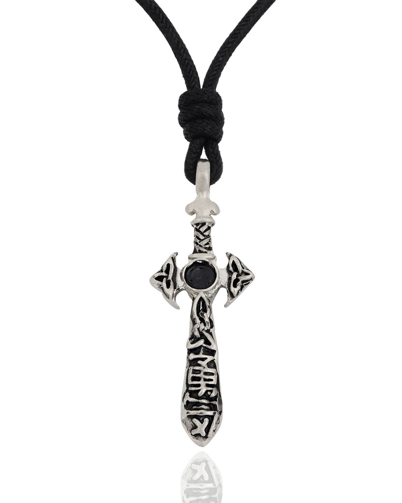 Chinese Word Sword Silver Pewter Charm Necklace Pendant Jewelry