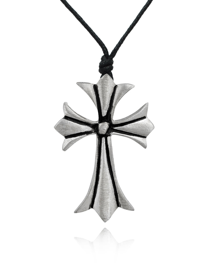 Simple Cross Silver Pewter Charm Necklace Pendant Jewelry
