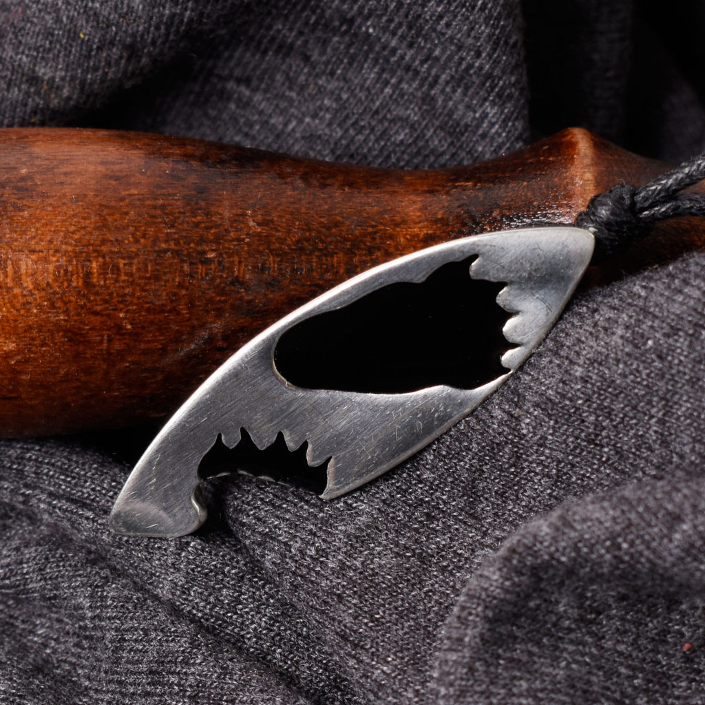 Footprint Surfboard Shark Bite Silver Pewter Charm Necklace Pendant Jewelry