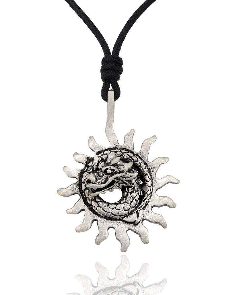 Beautiful Dragon Silver Pewter Charm Necklace Pendant Jewelry