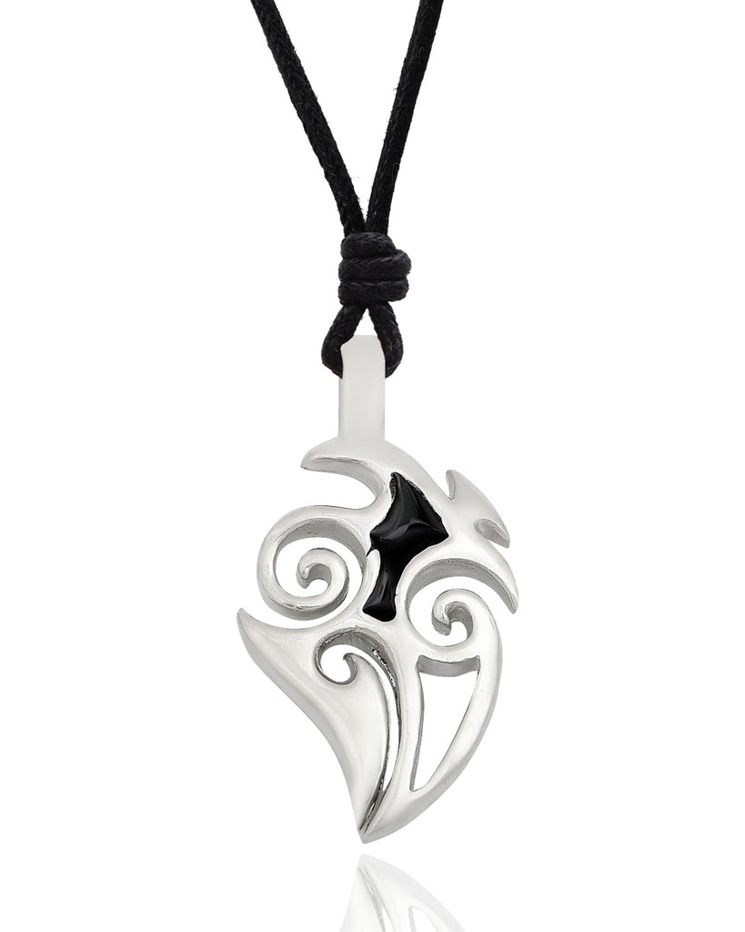 Maori Tatoo Design Silver Pewter Charm Necklace Pendant Jewelry