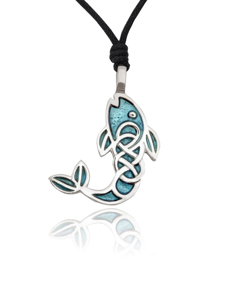 Celtic Fish Silver Pewter Charm Necklace Pendant Jewelry