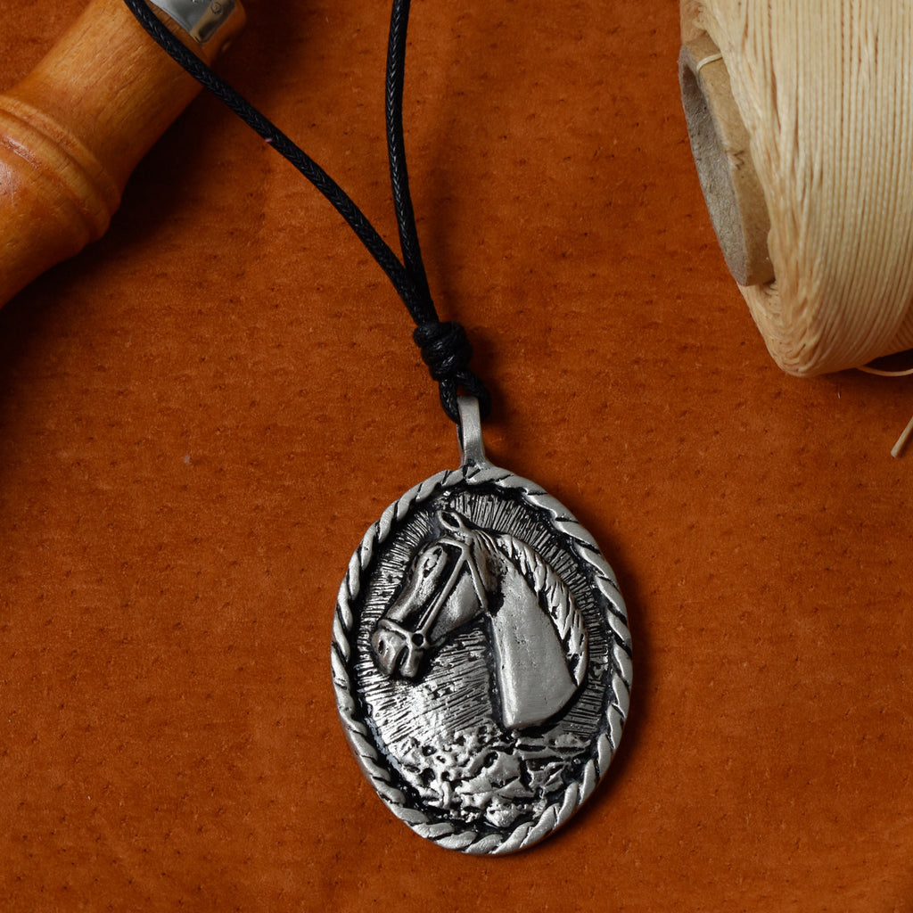 Horse Stallion Metal Silver Pewter Charm Necklace Pendant Jewelry