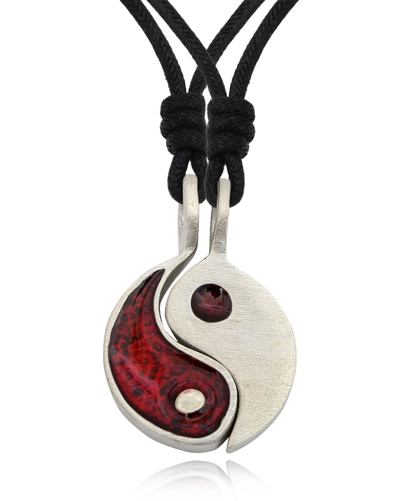 Colorful Ying Yang (2 Necklaces) Silver Pewter Necklace Pendant Jewelry