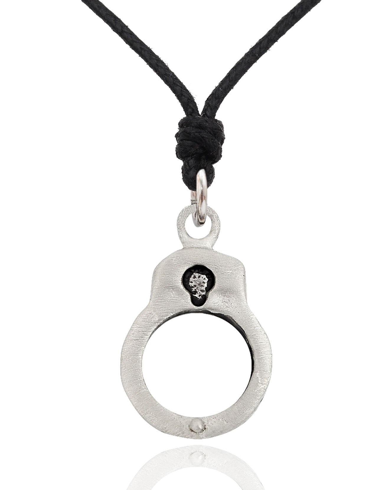 Handcuff Bondage 92.5 Sterling Silver Pewter Charm Necklace Pendent Jewelry