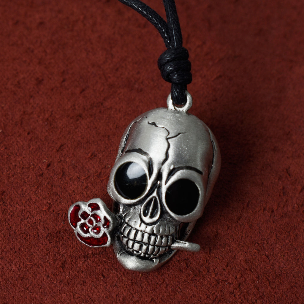Skull Mardi Gras Silver Pewter Charm Necklace Pendant Jewelry