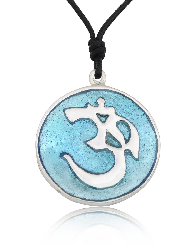 Trendy Hindu Symbol Silver Pewter Charm Necklace Pendant Jewelry
