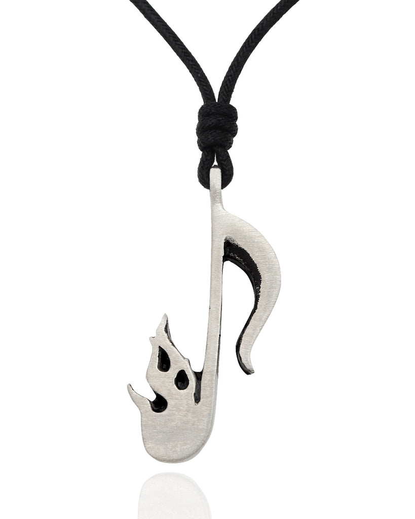 Musical Note Silver Pewter Charm Necklace Pendant Jewelry