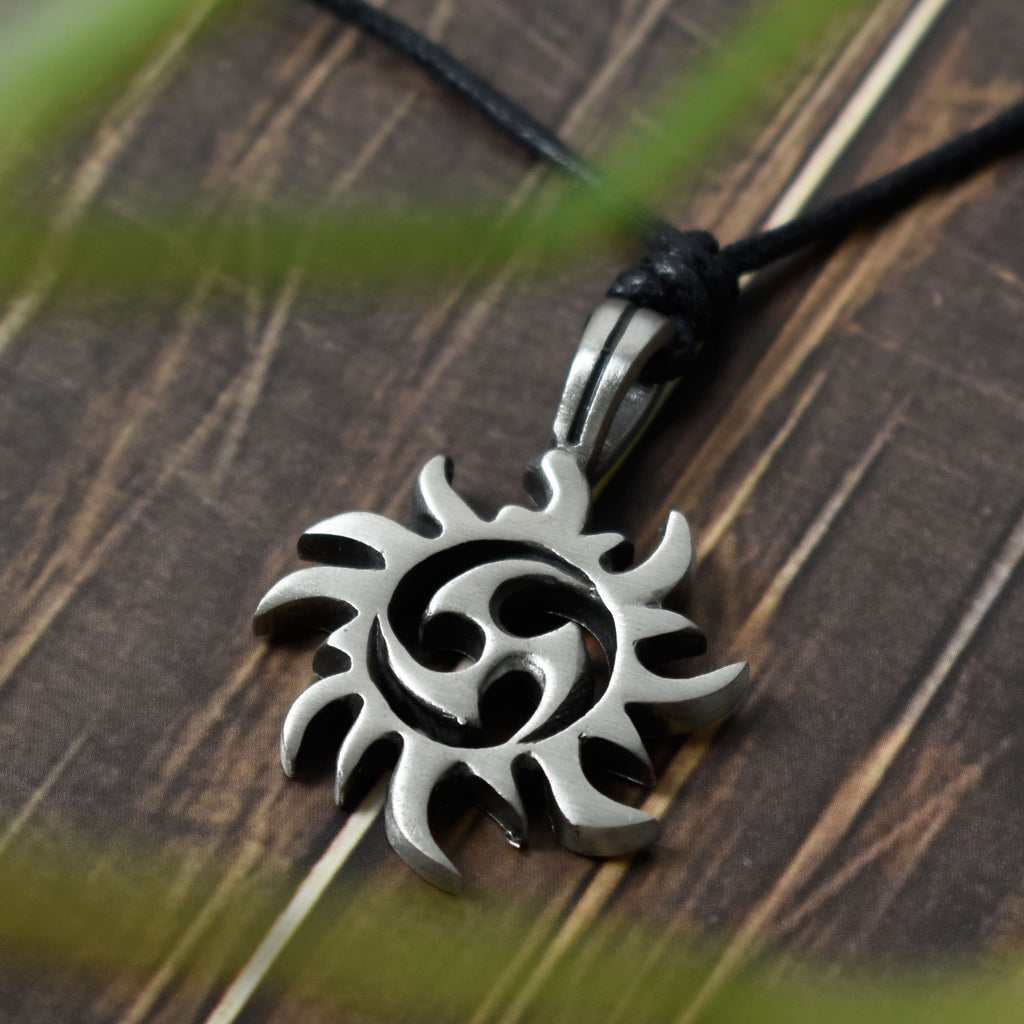 Handmade Trilogy Wave Spiral Silver Pewter Charm Necklace Pendant Jewelry