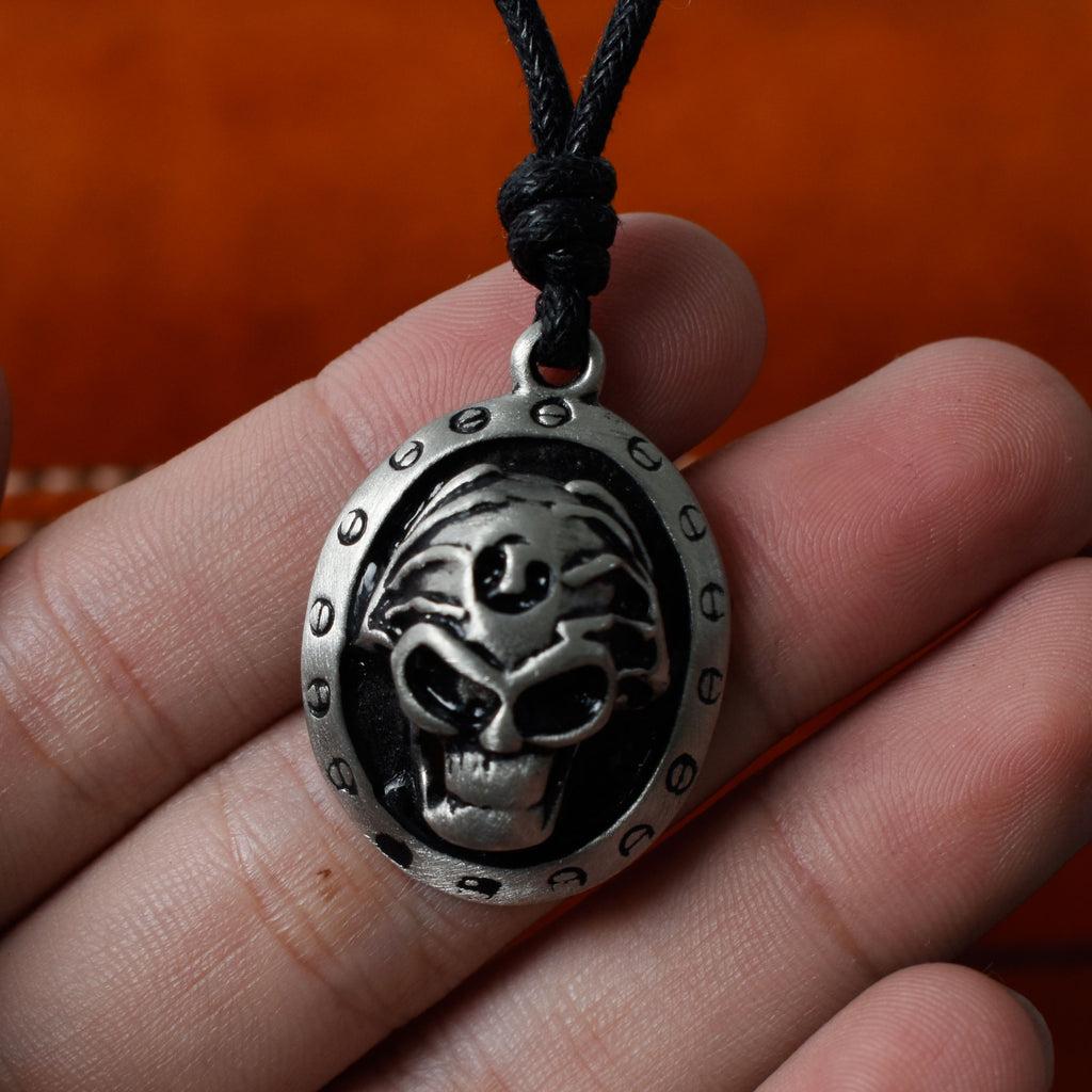 Skeleton Skull Silver Pewter Charm Necklace Pendant Jewelry