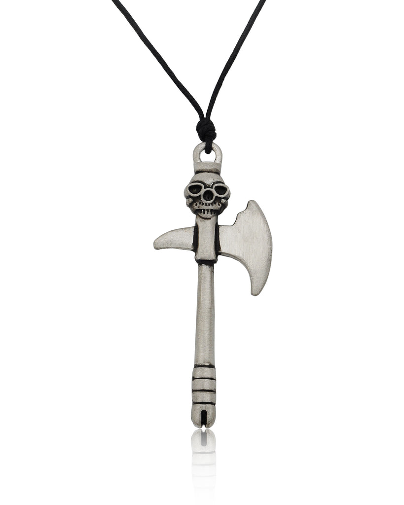 New Battle Axe Silver Pewter Charm Necklace Pendant Jewelry