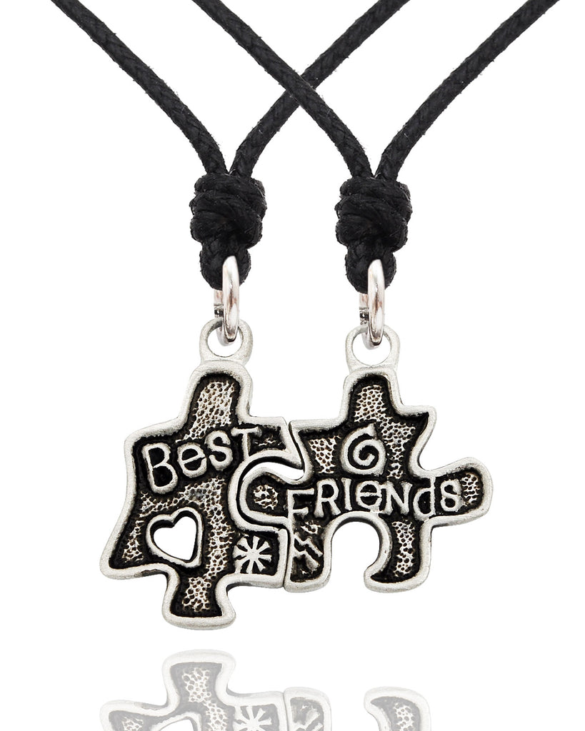 Best Friend Puzzle Silver Pewter Gold Brass Charm Necklace Pendant