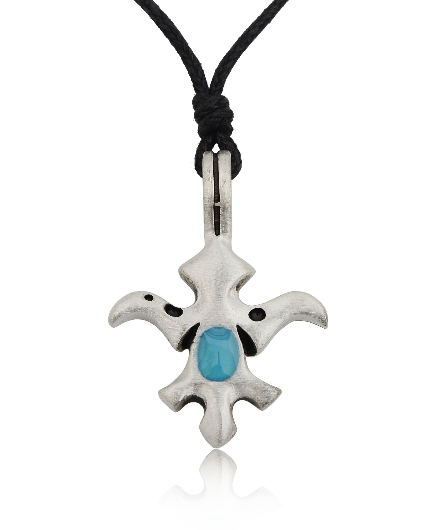 Blue Maori Abstract Turtle Silver Pewter Charm Necklace Pendant Jewelry