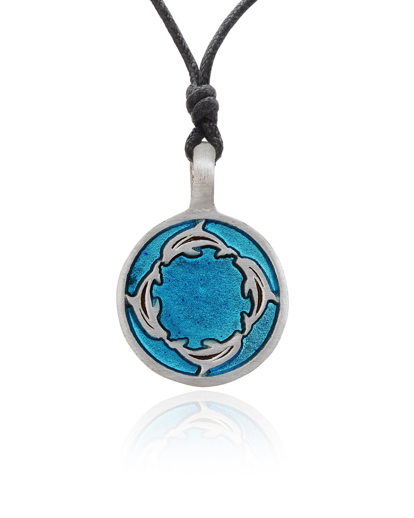 Color Dolphin Silver Pewter Charm Necklace Pendent Jewelry