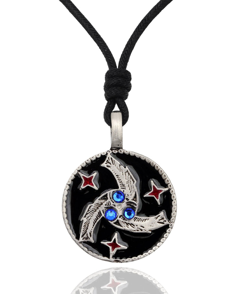 Fish Trilogy Amulet Triquetra Silver Pewter Charm Necklace Pendant Jewelry