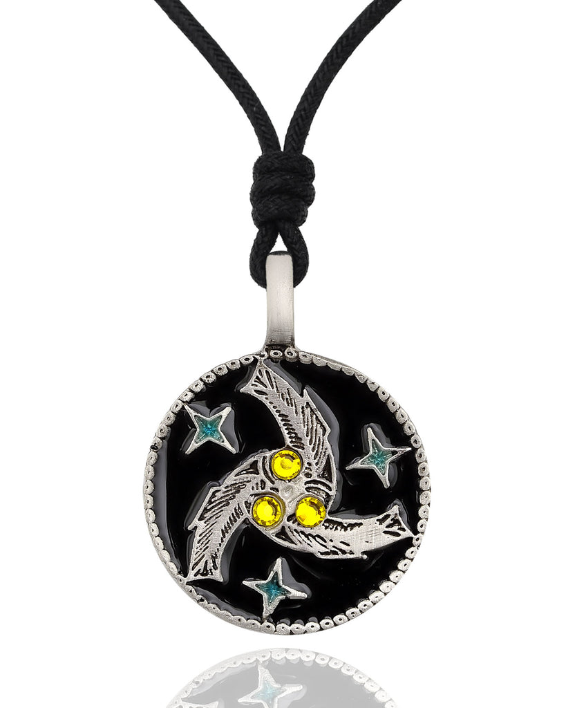 Fish Trilogy Amulet Triquetra Silver Pewter Charm Necklace Pendant Jewelry