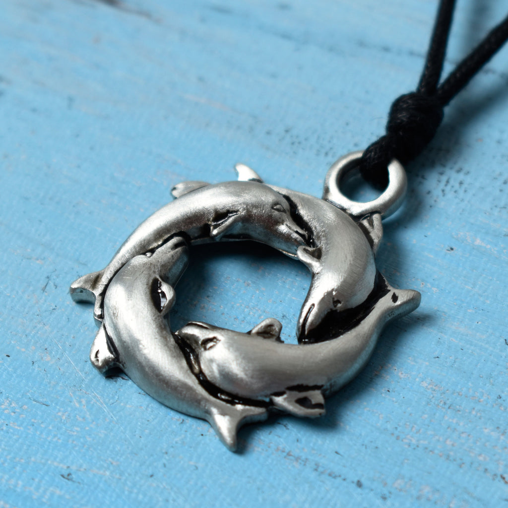 New Dolphin Circle Of Life Silver Pewter Charm Necklace Pendant Jewelry
