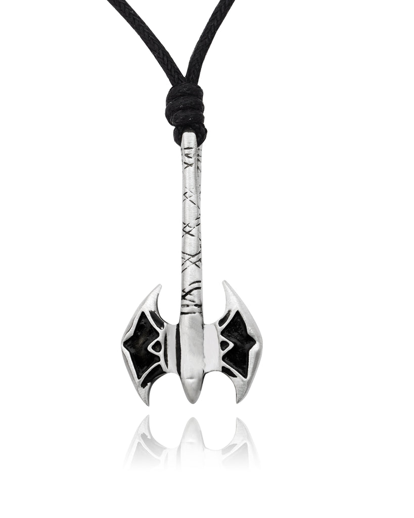 New Battle Axe Silver Pewter Charm Necklace Pendant Jewelry