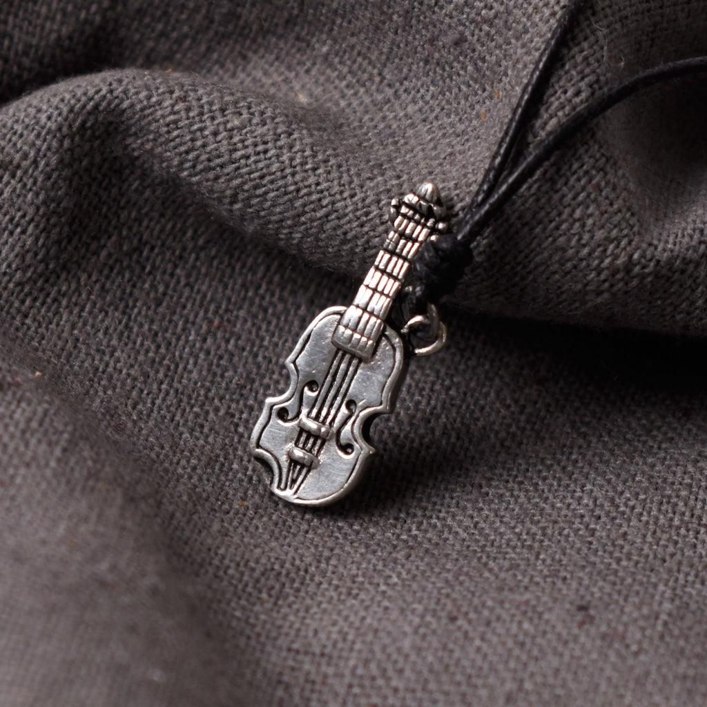 Lovely Guitar Silver Pewter Gold Brass Charm Necklace Pendant Jewelry