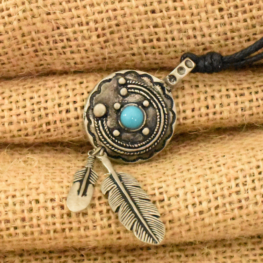 Lovely Native American Indian Silver Pewter Charm Necklace Pendant Jewelry