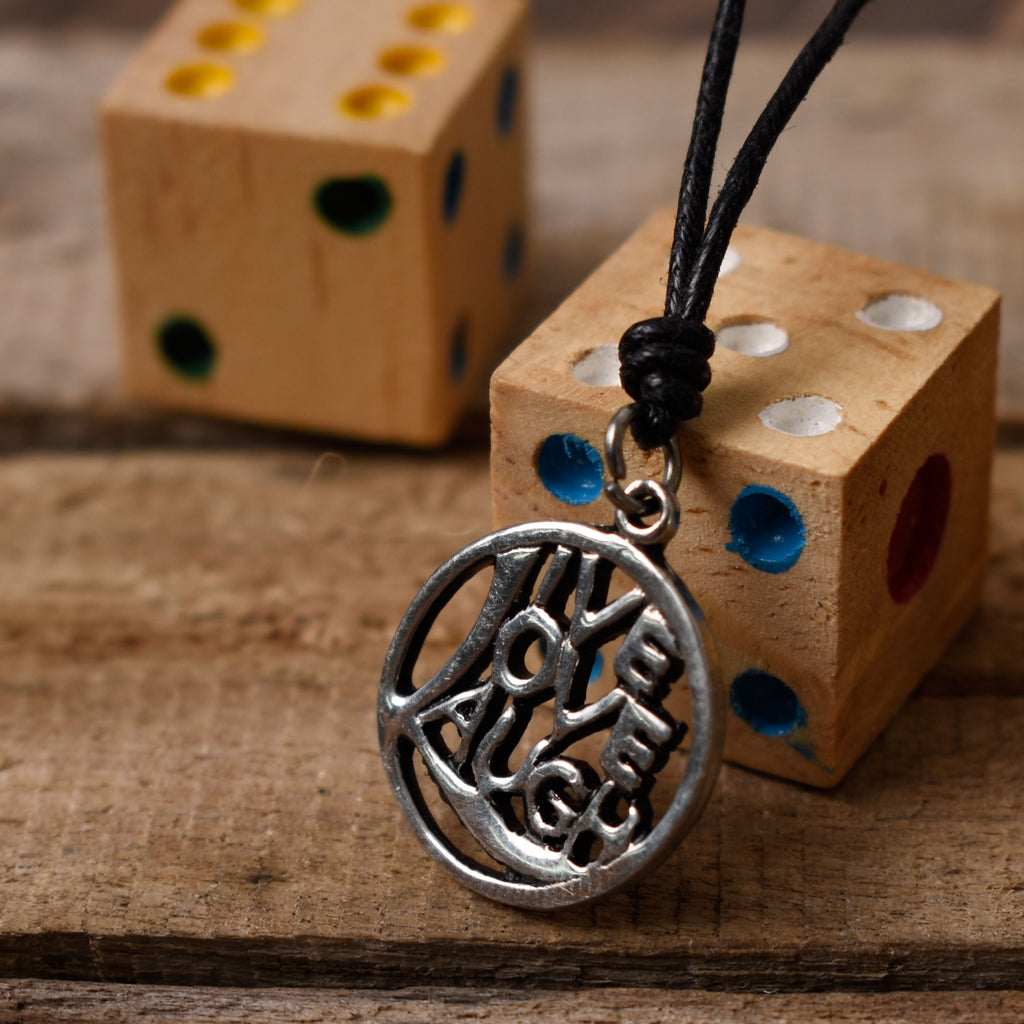 Slogan Live Love & Laugh Silver Pewter Charm Necklace Pendant Jewelry