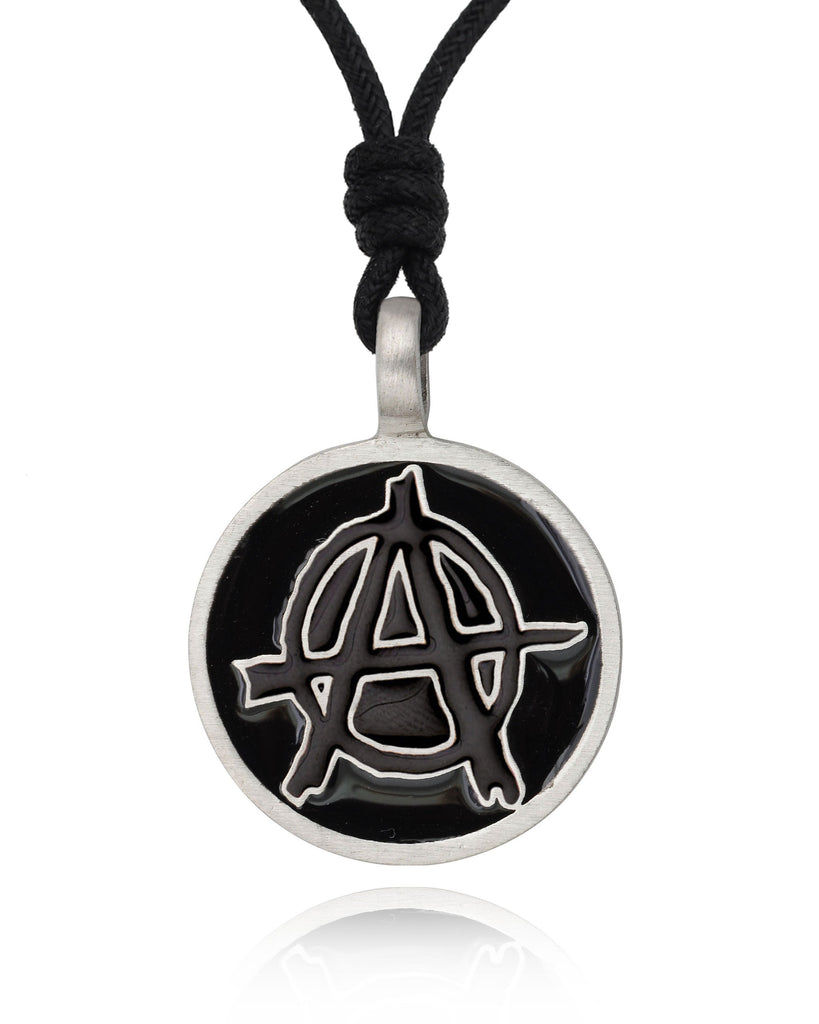 Anarchy Government Protest Silver Pewter Charm Necklace Pendant Jewelry