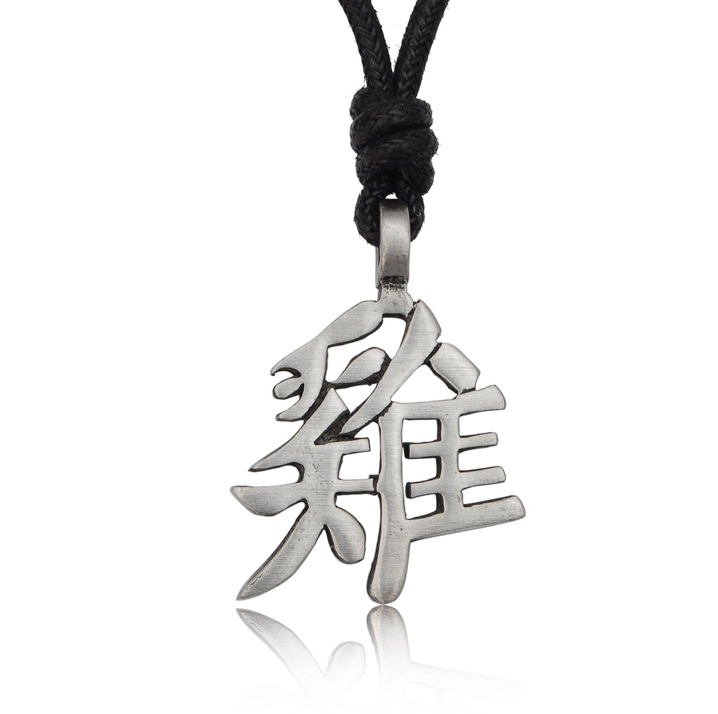 Year of the Zodiac Chinese Text Silver Pewter Charm Necklace Pendant Jewelry