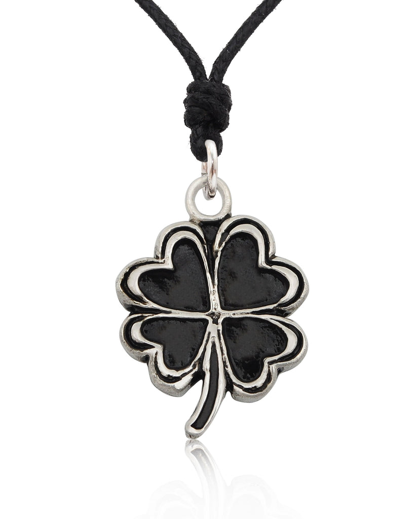 Four Leaf Clover Sterling-silver Pewter Gold Brass Charm Necklace Pendant Jewelry