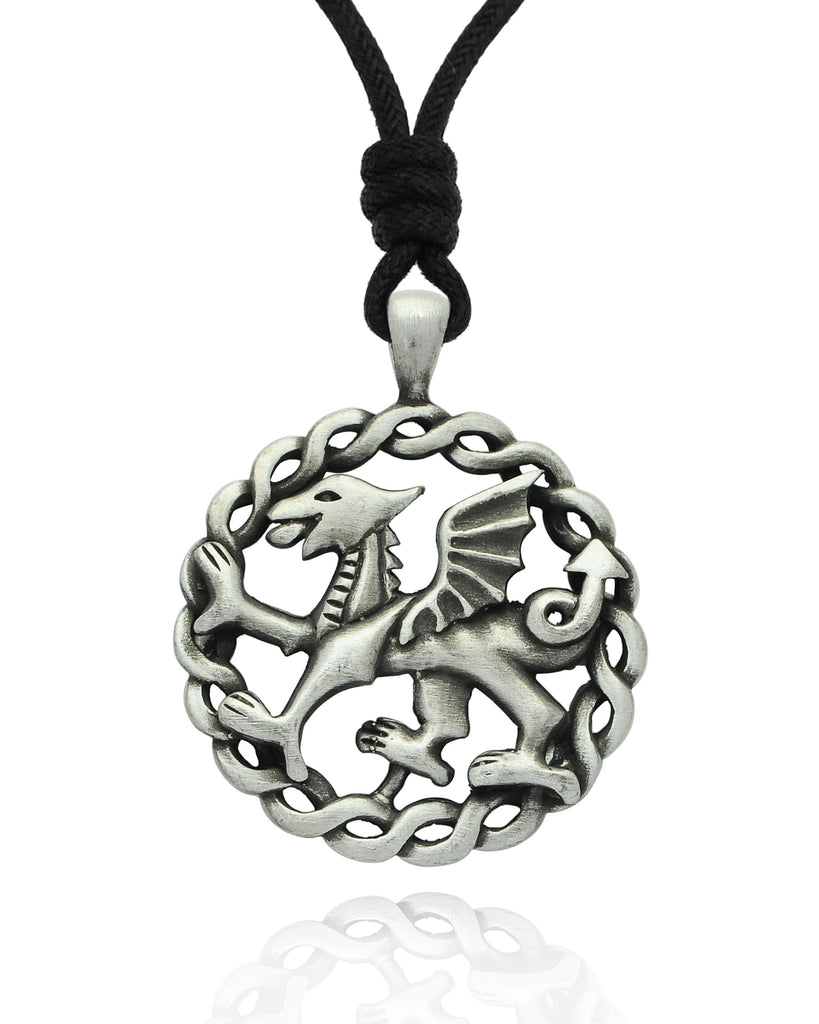 Dragon Amulet Crest Silver Pewter Gold Brass Necklace Pendant Jewelry