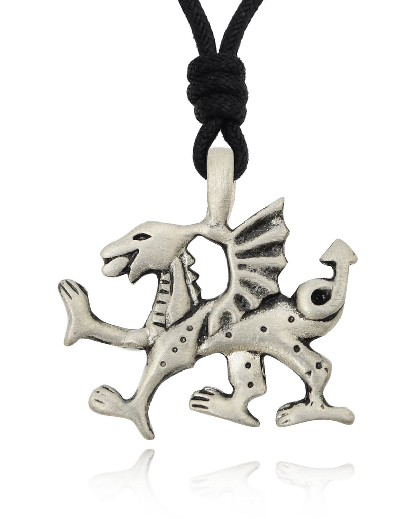 Dragon Crest Silver Pewter Gold Brass Charm Necklace Pendant Jewelry