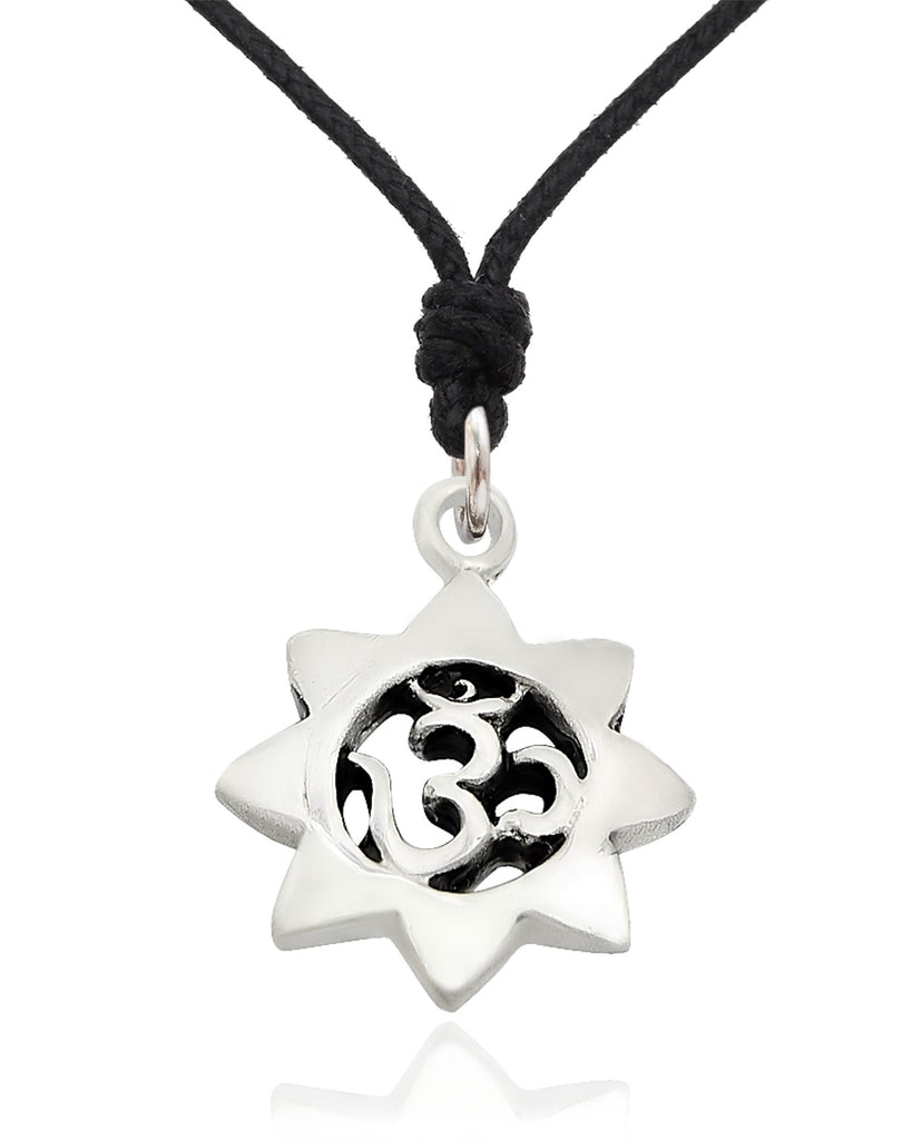 Sunflower Hindu Ohm 92.5 Sterling Silver Pewter Gold Brass Necklace Pendant Jewelry