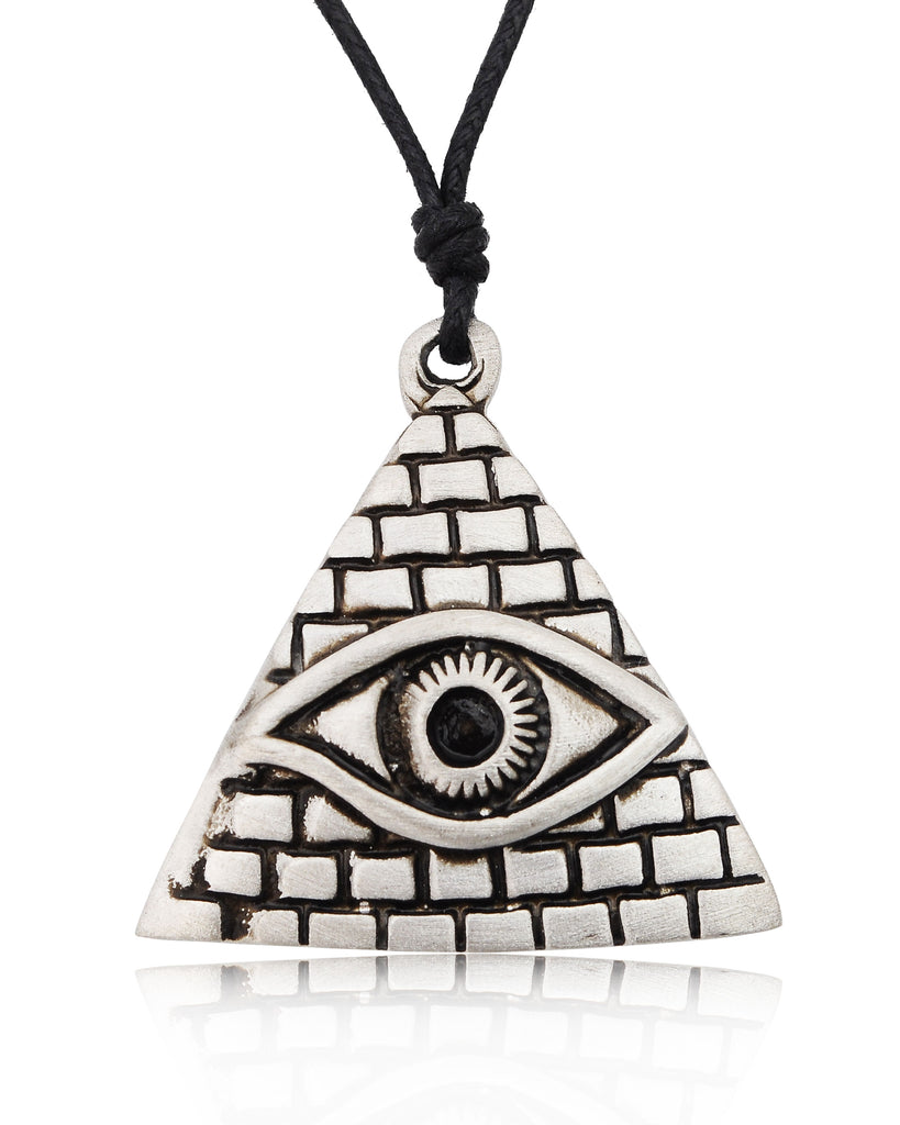 Eye Of Providence 92.5 Sterling Silver Pewter Brass Necklace Pendant Jewelry
